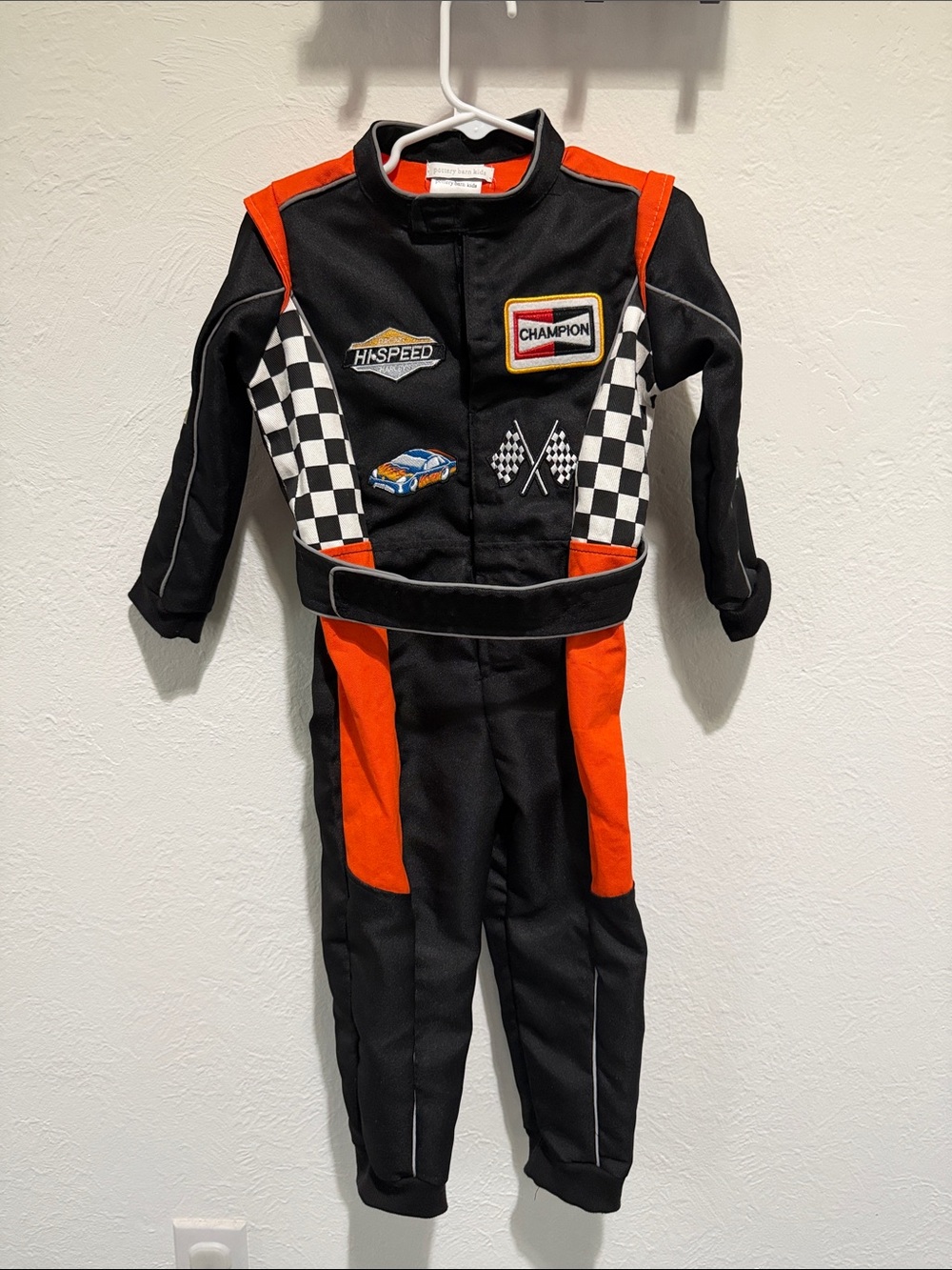 Pottery Barn Kids 3T Black and Orange Race Car Driver Costume